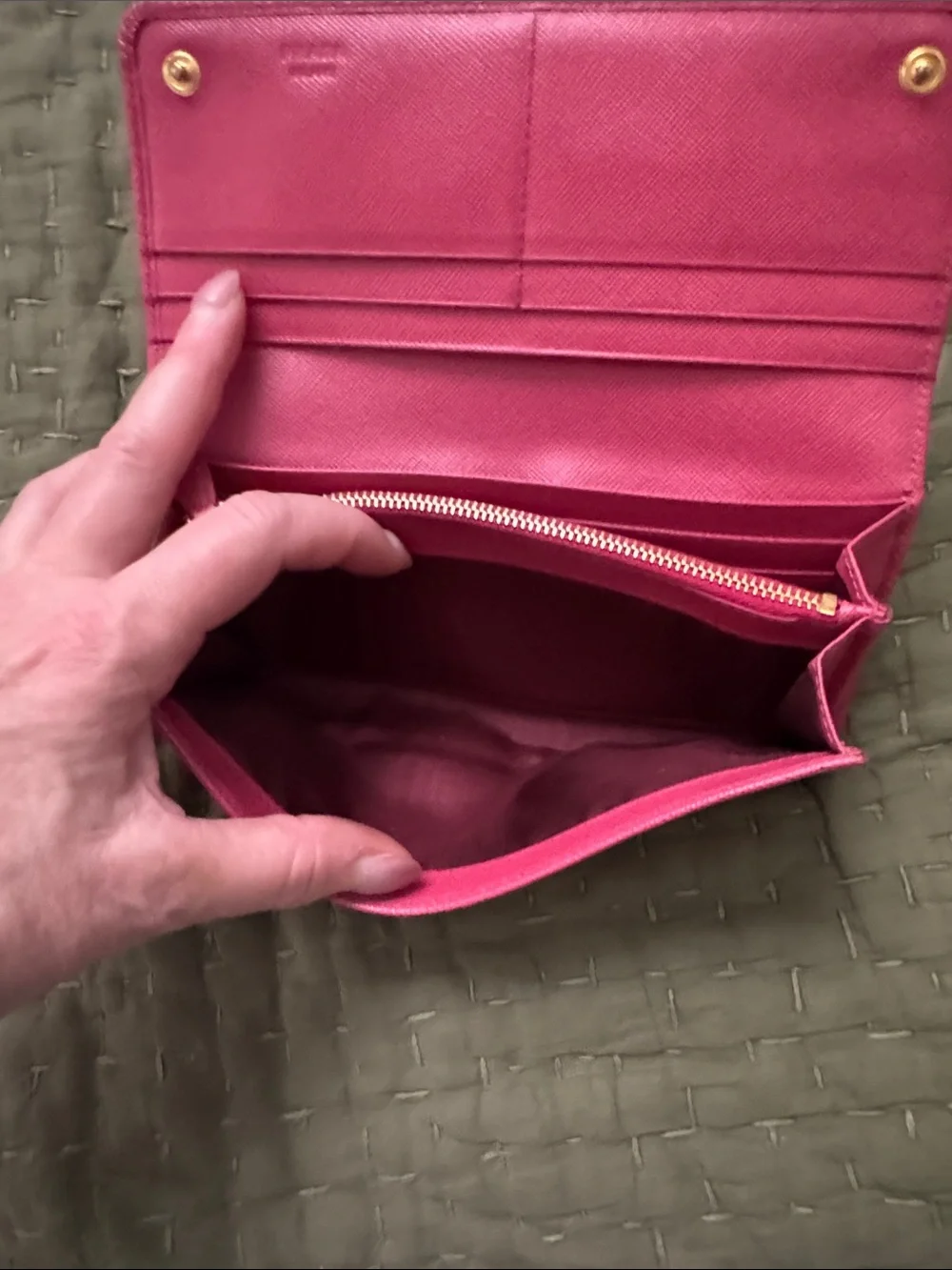 Prada Pink Saffiano Leather Continental Wallet with Gold Logo - Picture 5 of 16